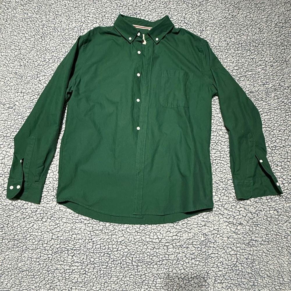 Oxford Men's Luxury Collection Green Button Down Shirt Long Sleeve Size L Pocket